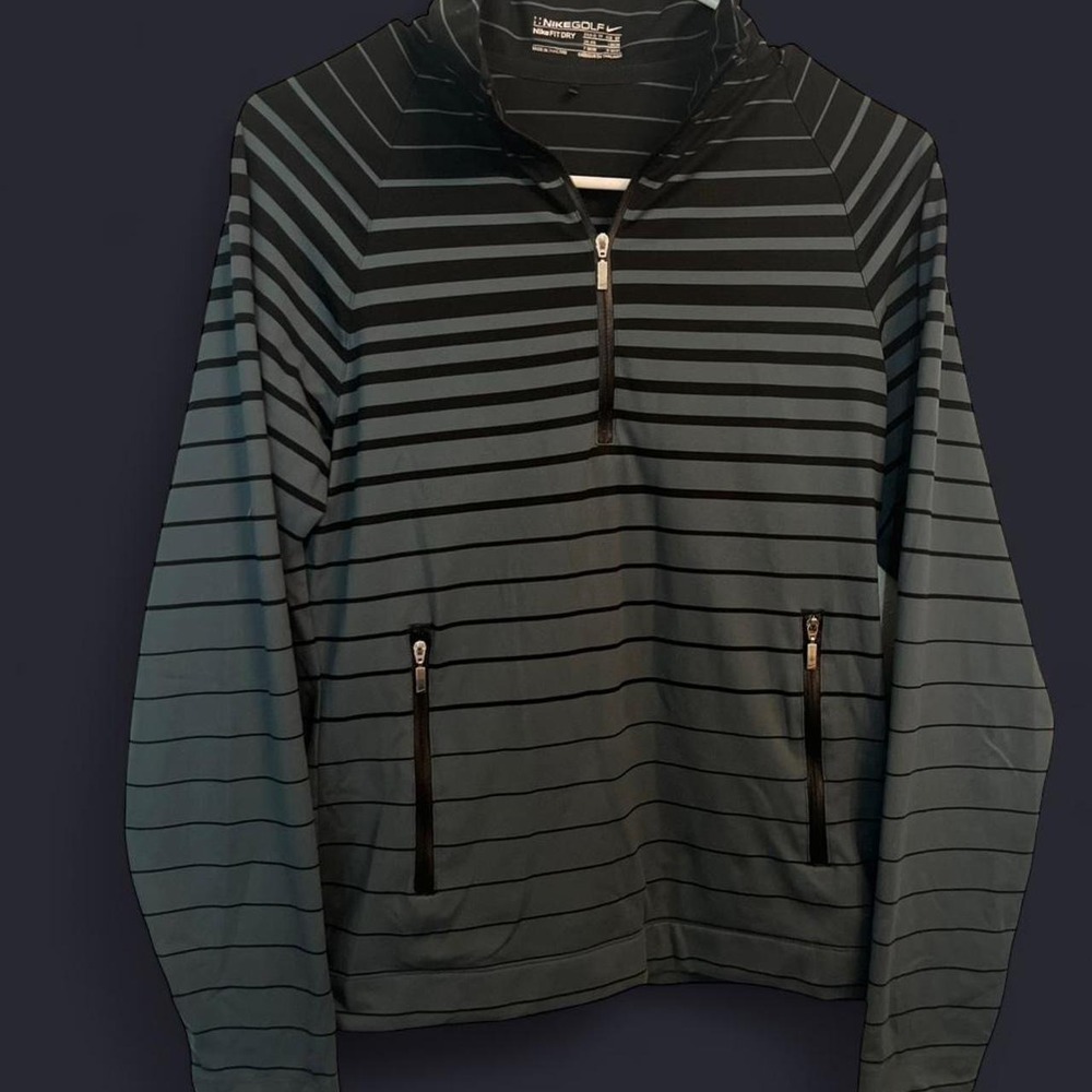Nike Golf 1/4 zip bluish grey w/ black striped pullover